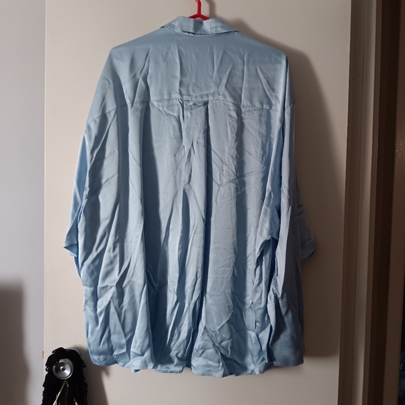 SLEEPER Sky Blue Satin Pajama Oversized Top 1 XL XXL - Picture 3 of 6